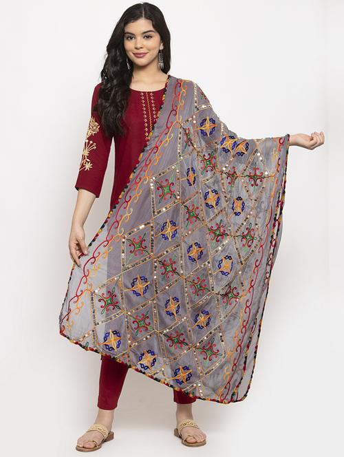 multi color embroidered dupatta - 17226214 - Standard Image - 1