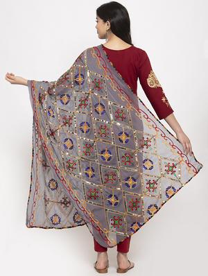 multi color embroidered dupatta - 17226214 - Standard Image - 2