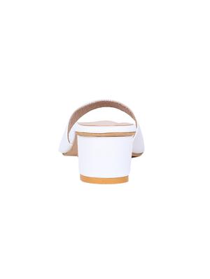 white leatherette slip on sandals - 17226357 - Standard Image - 3