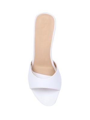 white leatherette slip on sandals - 17226357 - Standard Image - 4