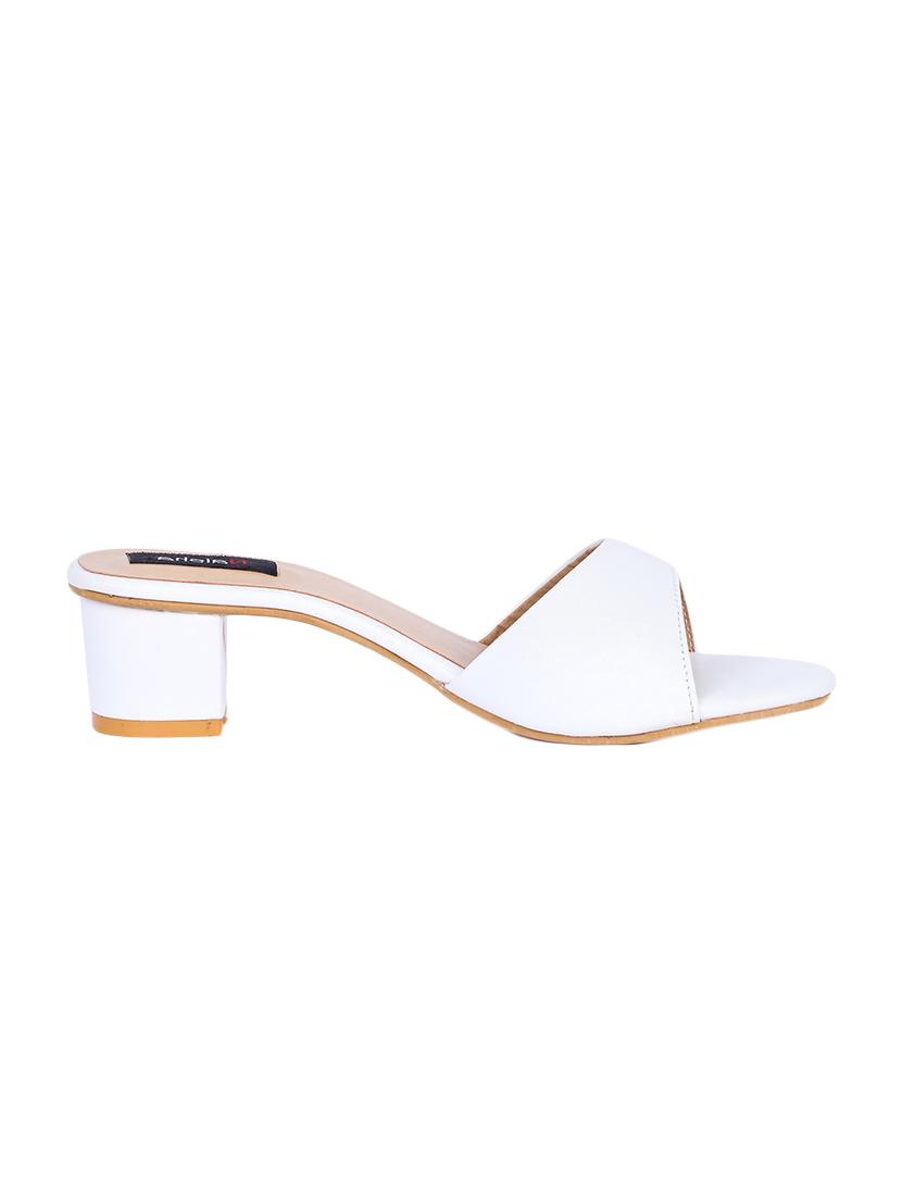 white leatherette slip on sandals - 17226357 - Zoom Image - 2
