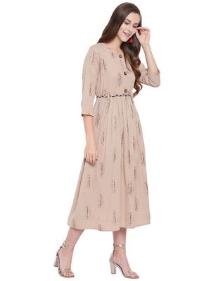 foil print a-line ethnic dress - 17226496 - Standard Image - 2