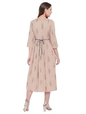 foil print a-line ethnic dress - 17226496 - Standard Image - 3