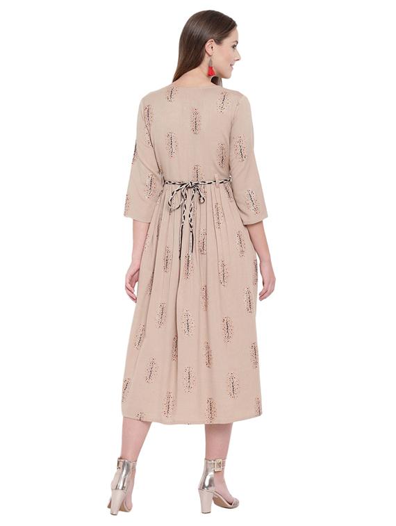 foil print a-line ethnic dress - 17226496 - Zoom Image - 3