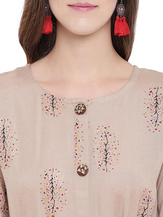 foil print a-line ethnic dress - 17226496 - Zoom Image - 4