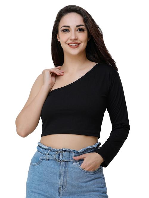 single shoulder crop top - 17226565 - Standard Image - 1