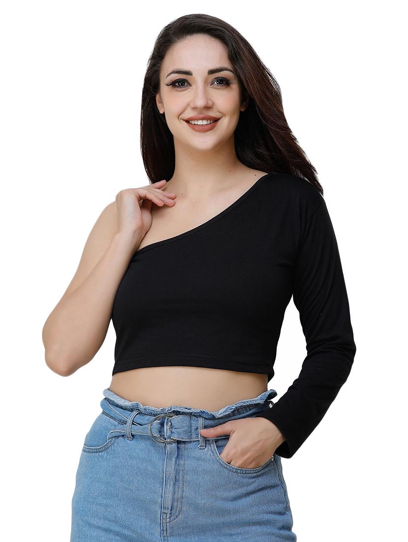 single shoulder crop top - 17226565 - Zoom Image - 1