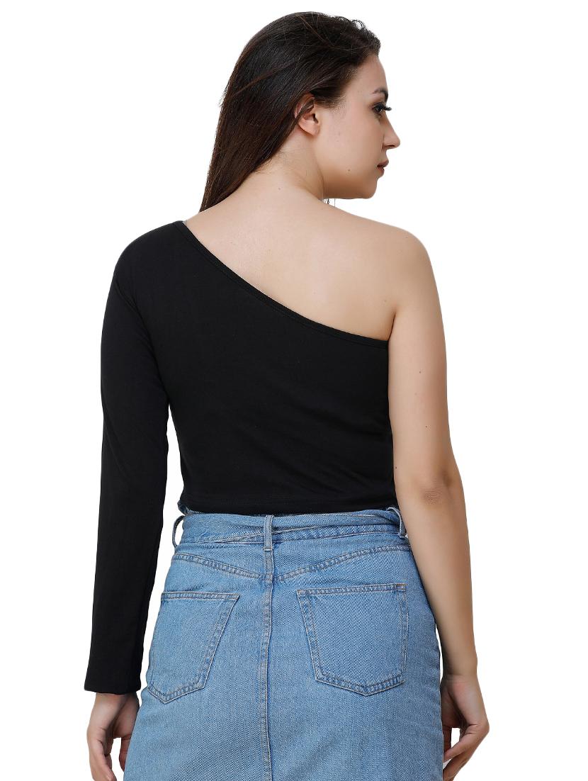 single shoulder crop top - 17226565 - Zoom Image - 3