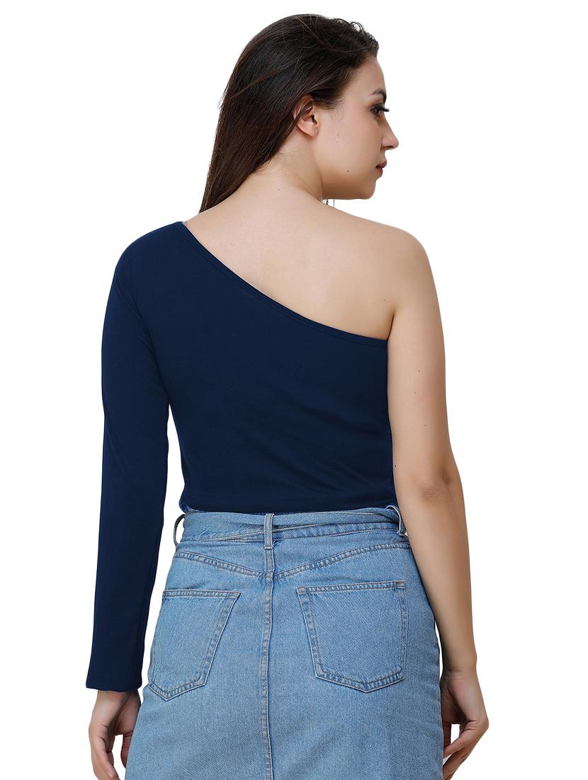 single shoulder crop top - 17226568 - Zoom Image - 3