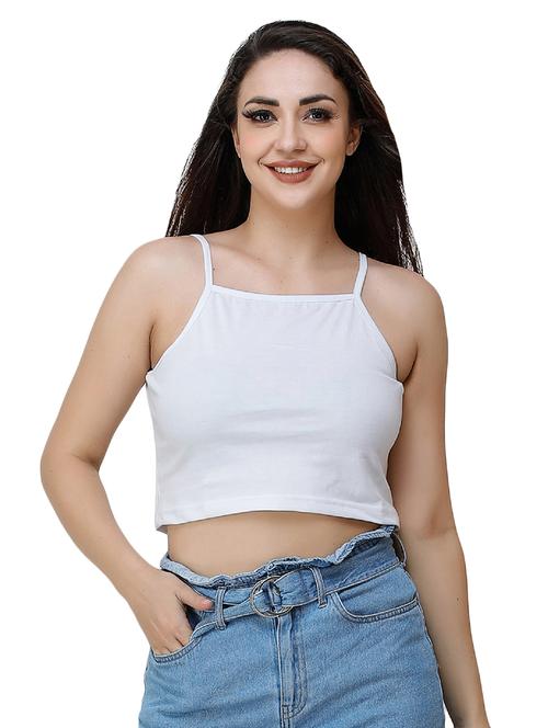 white cotton blend crop top - 17226583 - Standard Image - 1
