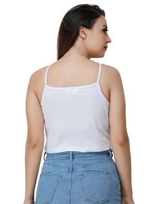 white cotton blend crop top - 17226583 - Standard Image - 3