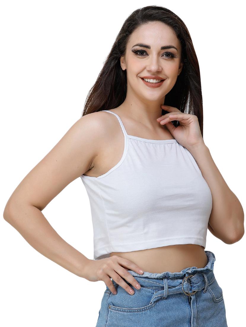 white cotton blend crop top - 17226583 - Zoom Image - 2