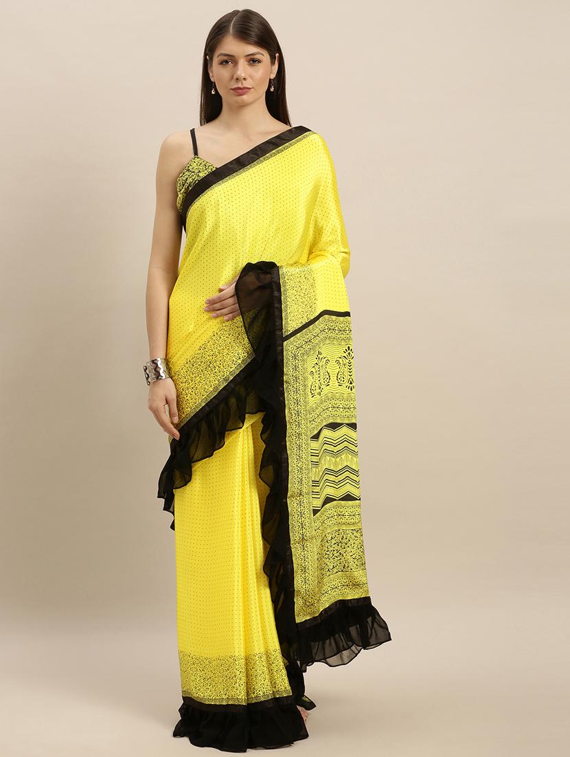 ruffle fusion saree with blouse - 17227260 - Zoom Image - 1