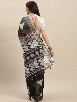 geometrical printed saree with blouse - 17227269 - Standard Image - 2