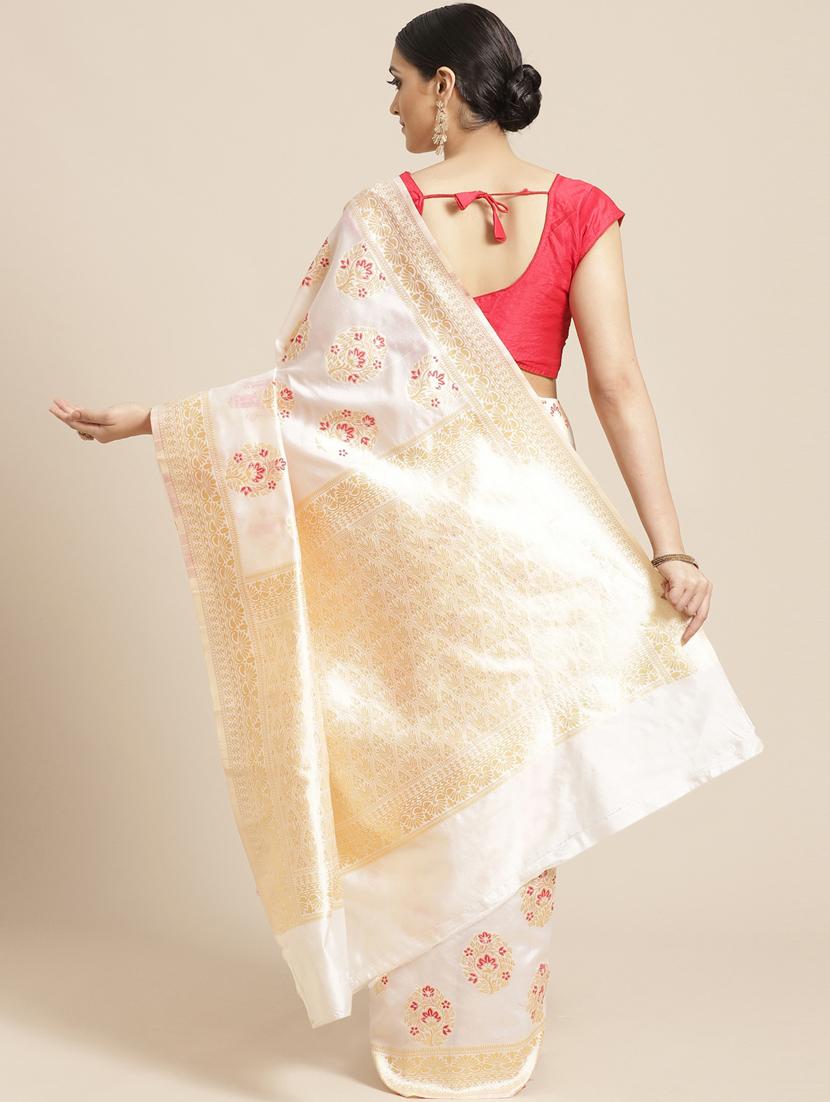 self design kasavu saree with blouse - 17227397 - Zoom Image - 2