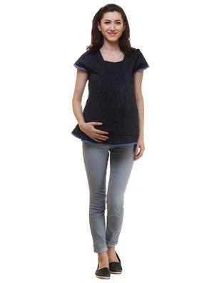 dark blue cotton maternity wear - 17227546 - Standard Image - 4
