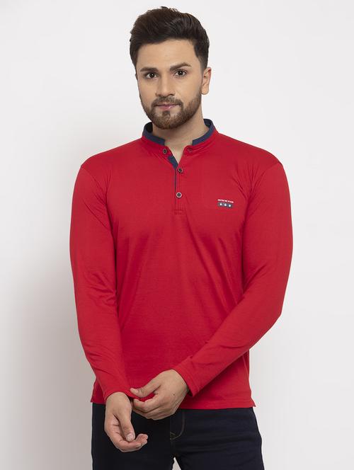 red solid collared t-shirt - 17227755 - Standard Image - 1