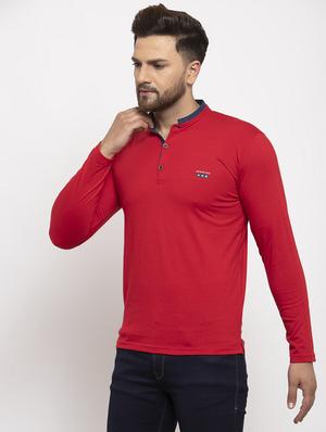 red solid collared t-shirt - 17227755 - Standard Image - 2