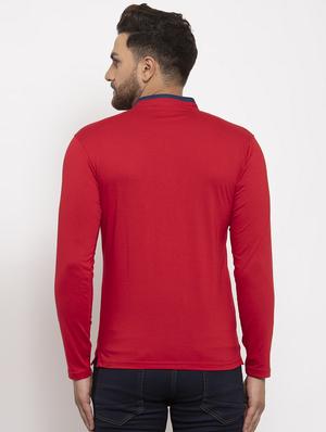 red solid collared t-shirt - 17227755 - Standard Image - 3