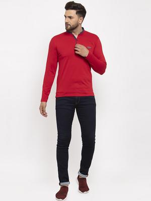 red solid collared t-shirt - 17227755 - Standard Image - 4