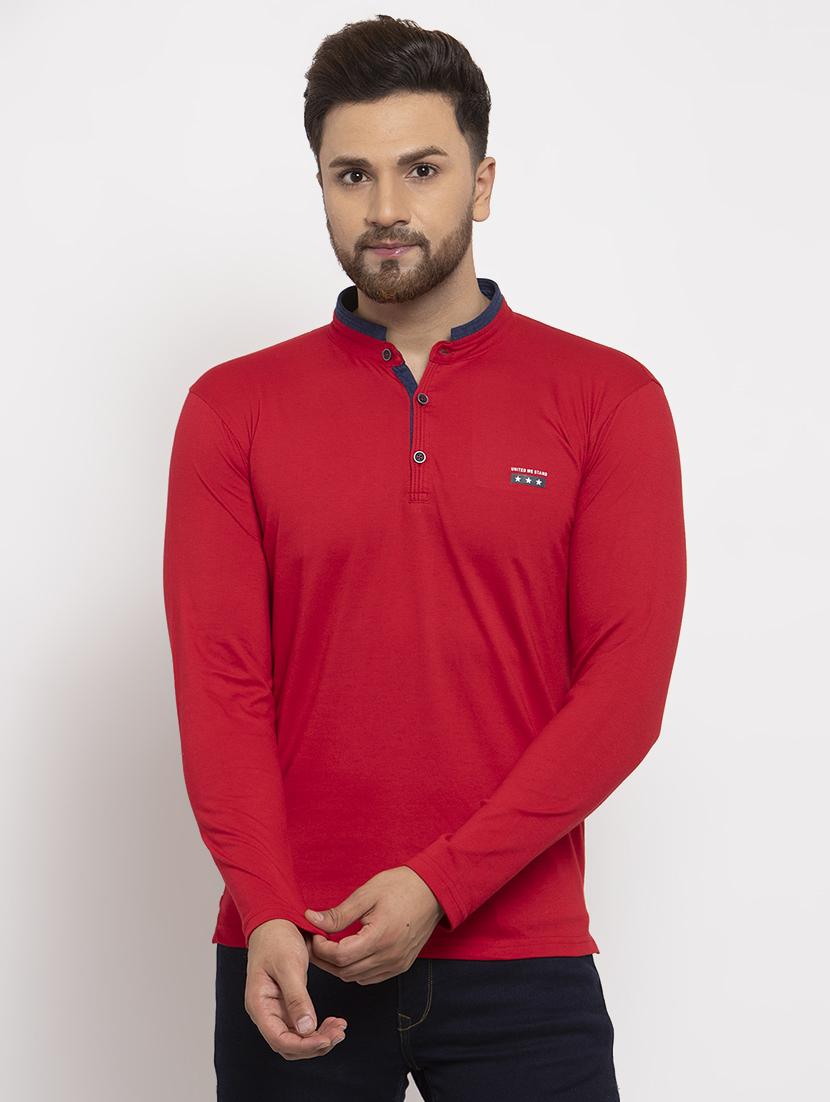 red solid collared t-shirt - 17227755 - Zoom Image - 1