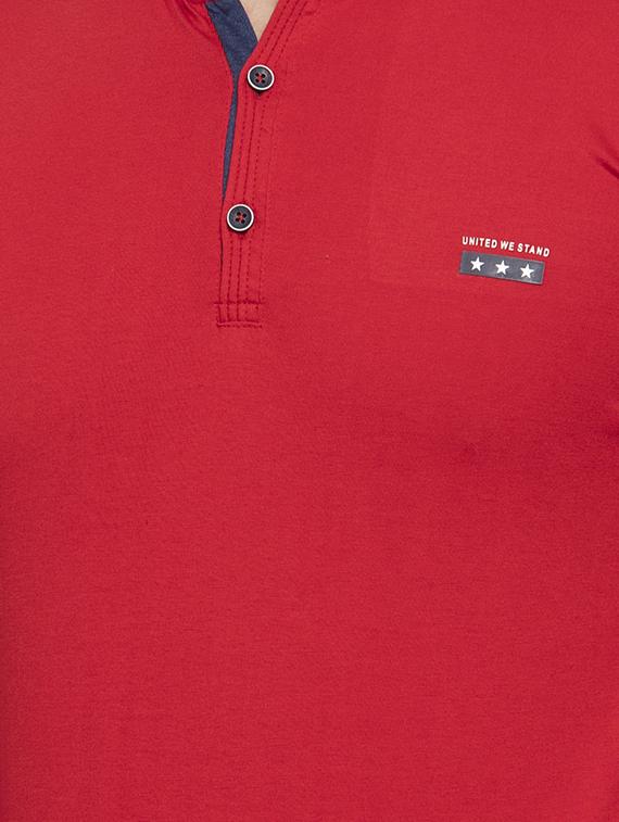 red solid collared t-shirt - 17227755 - Zoom Image - 5