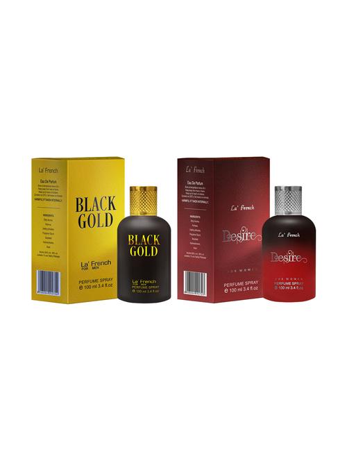 black gold for men & desire for women perfume by la' french eau de parfum 100ml pack of 2 - 17227879 - Standard Image - 1