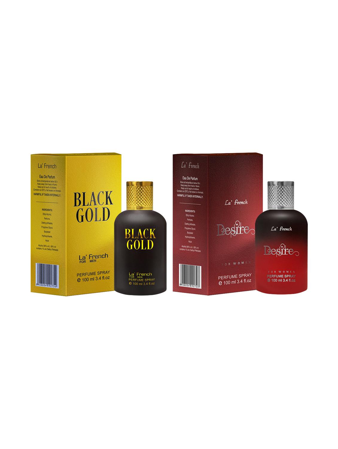 black gold for men & desire for women perfume by la' french eau de parfum 100ml pack of 2 - 17227879 - Zoom Image - 1