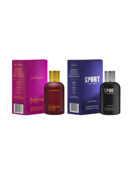 sport for men & ambition for women perfume by la' french eau de parfum 100ml pack of 2 - 17227882 - Very Small Image - 1