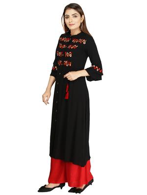 yoke embroidered a-line kurta - 17227975 - Standard Image - 2