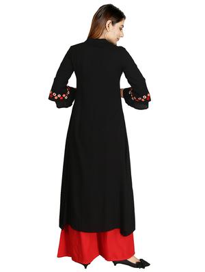 yoke embroidered a-line kurta - 17227975 - Standard Image - 3