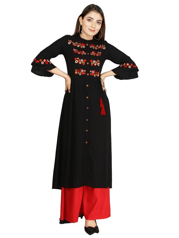 yoke embroidered a-line kurta - 17227975 - Zoom Image - 1