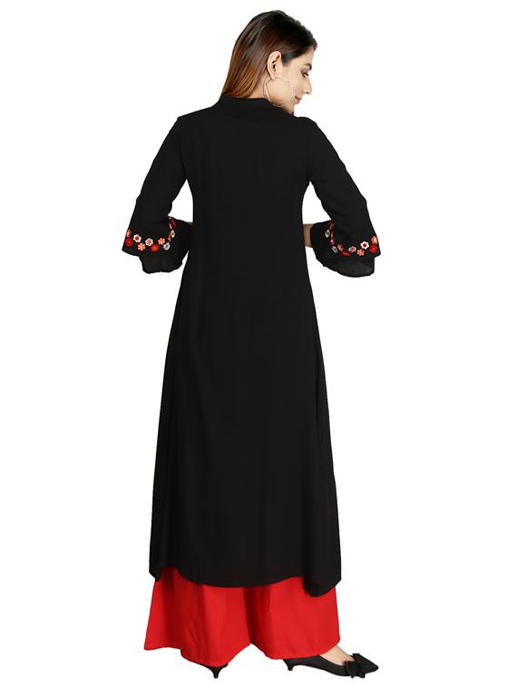 yoke embroidered a-line kurta - 17227975 - Zoom Image - 3