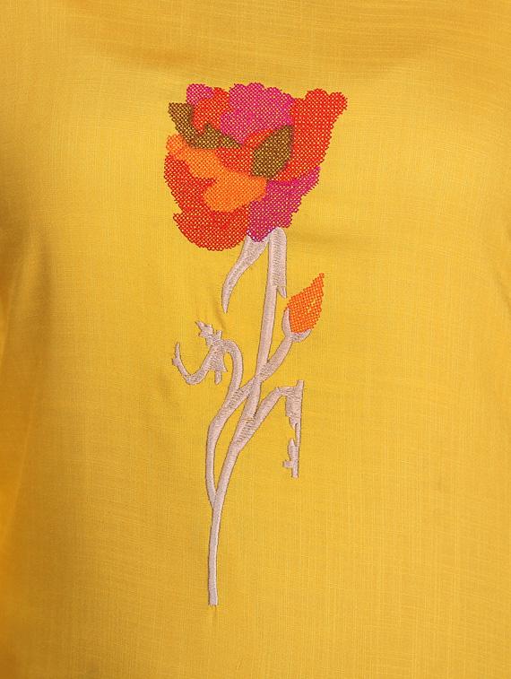 embroidered a-line kurti - 17227986 - Zoom Image - 4