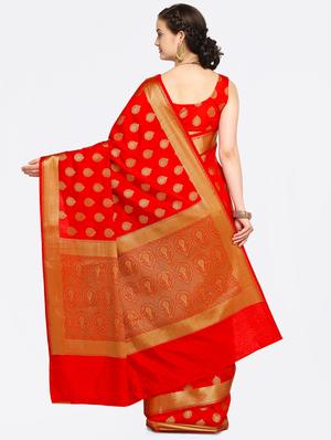 self design banarasi saree with blouse - 17228078 - Standard Image - 2