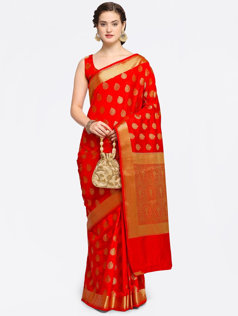 self design banarasi saree with blouse - 17228078 - Zoom Image - 1