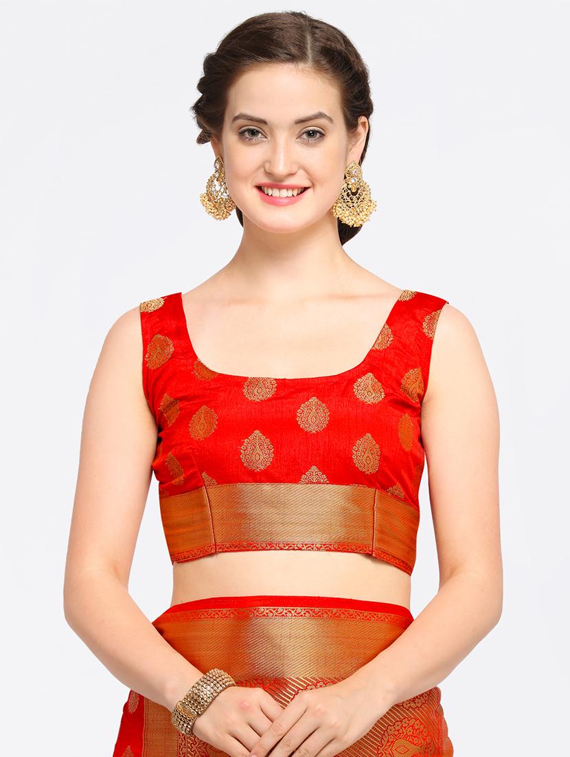 self design banarasi saree with blouse - 17228078 - Zoom Image - 3