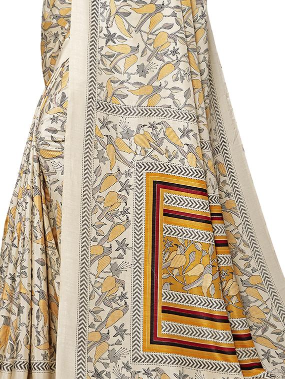 conversational printed saree with blouse - 17228091 - Zoom Image - 3