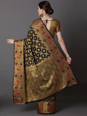 self design woven saree with blouse - 17228094 - Standard Image - 2