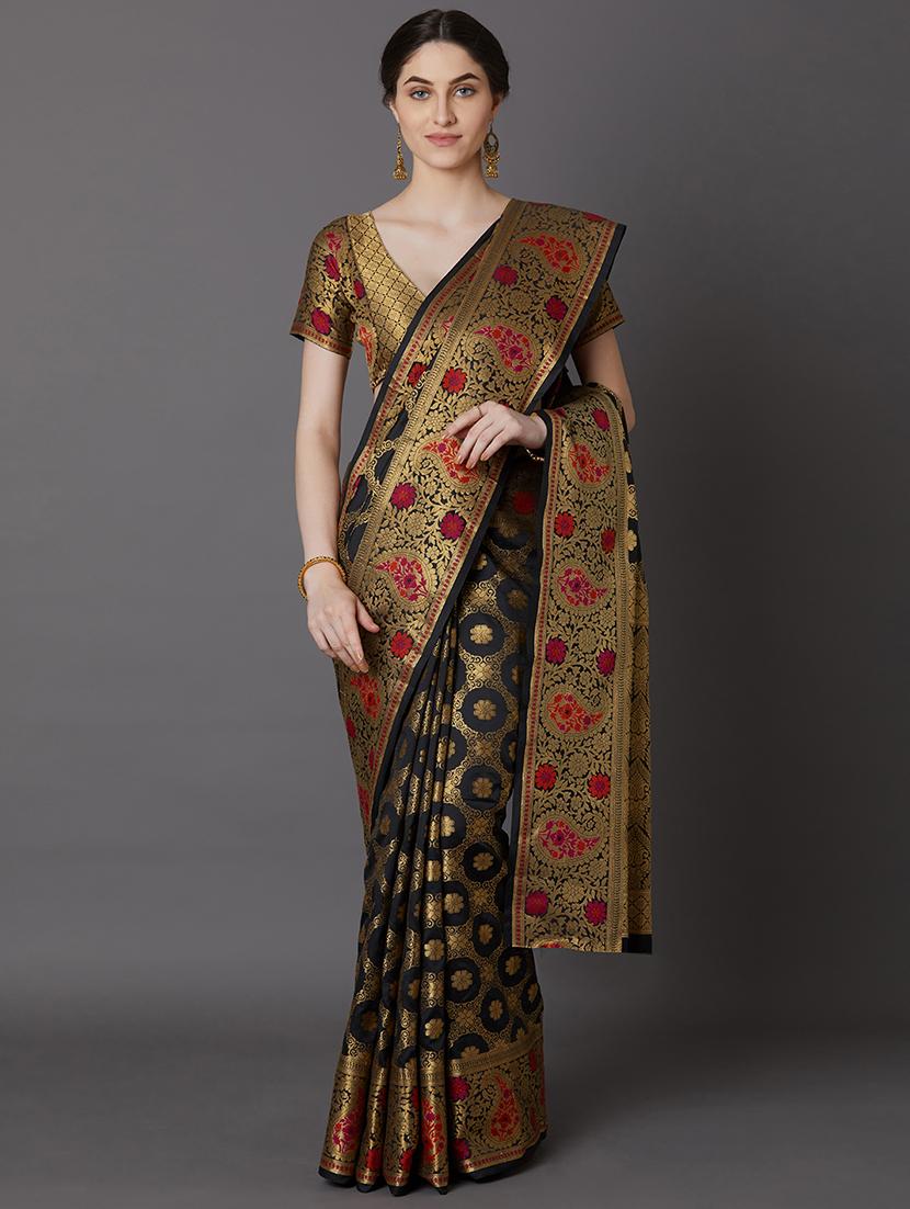 self design woven saree with blouse - 17228094 - Zoom Image - 1