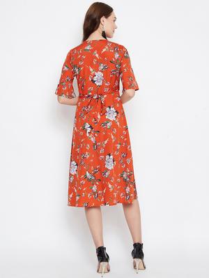 overlap neck a-line dress - 17228287 - Standard Image - 3