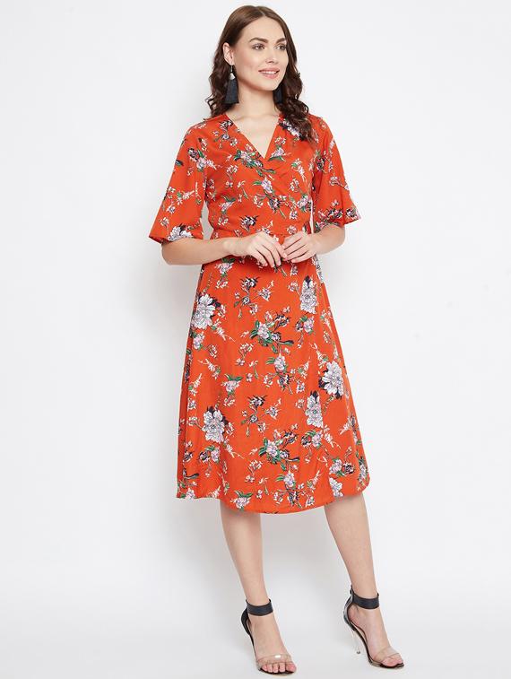 overlap neck a-line dress - 17228287 - Zoom Image - 2