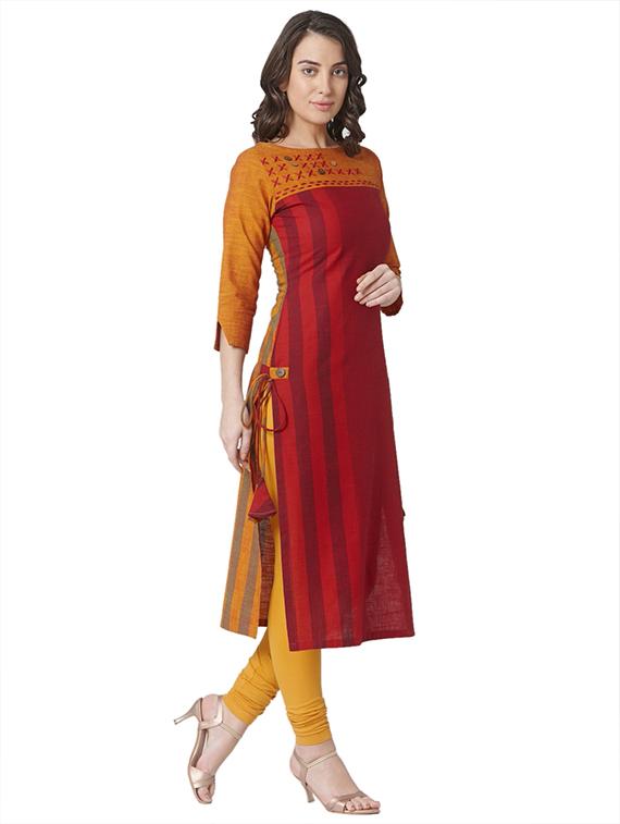 striped straight kurta - 17228332 - Zoom Image - 1
