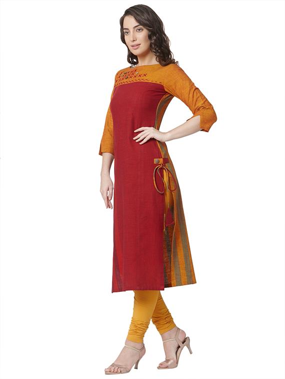 striped straight kurta - 17228332 - Zoom Image - 2