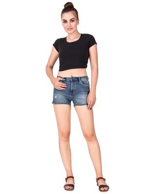 high rise denim shorts - 17228520 - Standard Image - 4