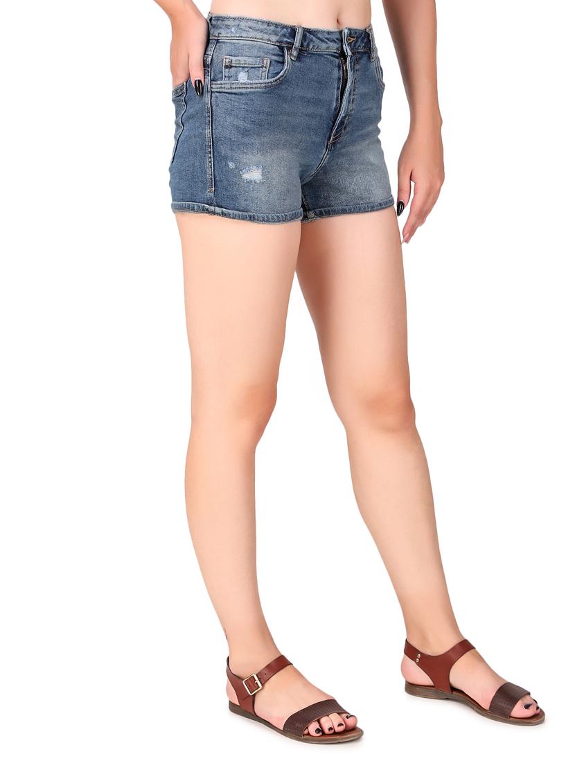 high rise denim shorts - 17228520 - Zoom Image - 2