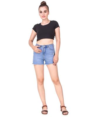 high rise denim shorts - 17228521 - Standard Image - 4