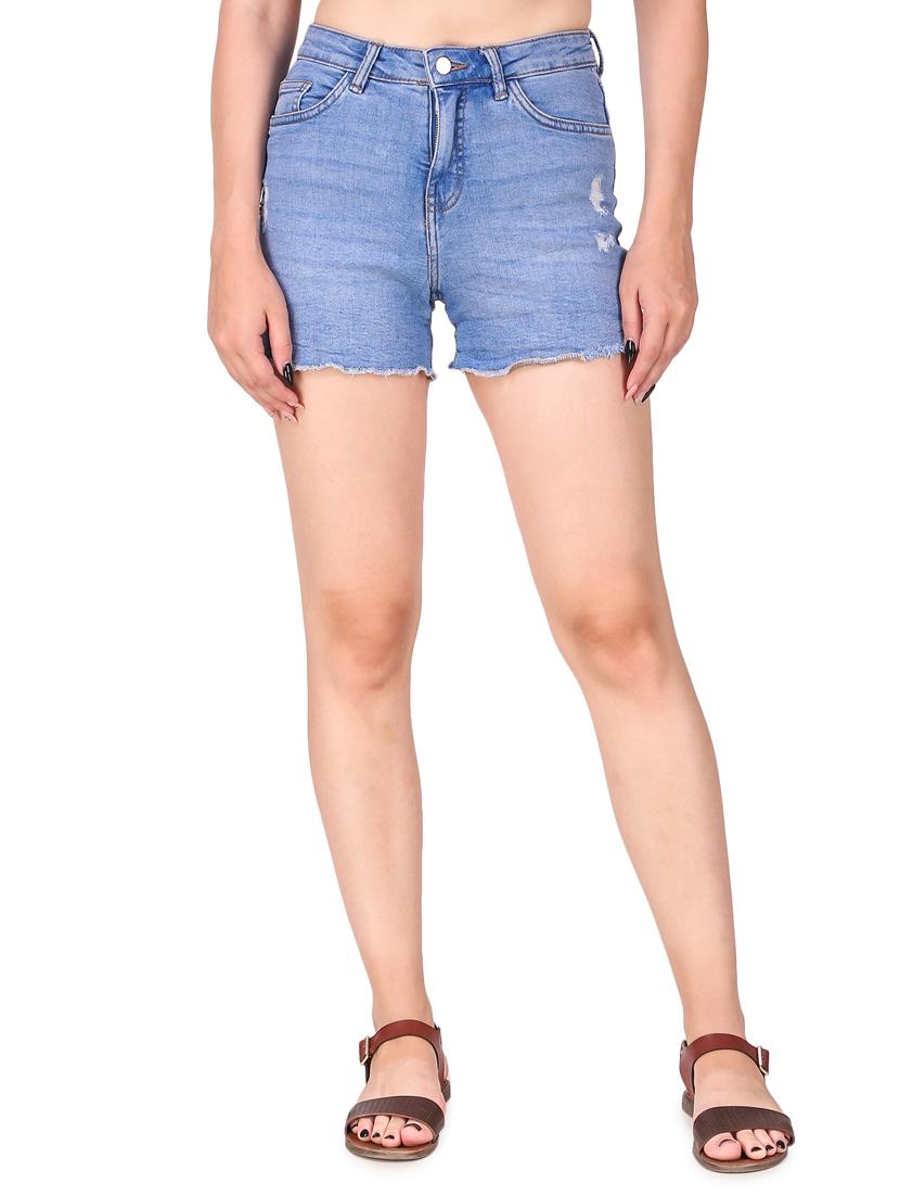 high rise denim shorts - 17228521 - Zoom Image - 1