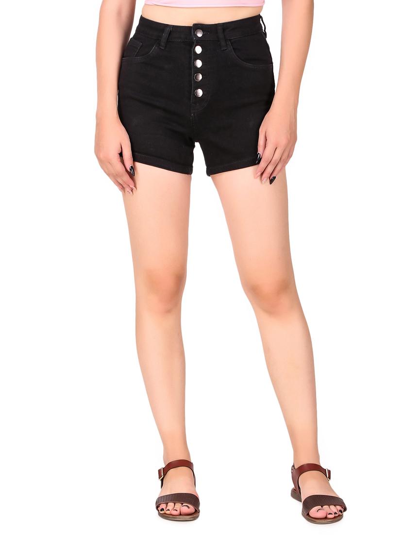 high rise denim shorts - 17228528 - Zoom Image - 1
