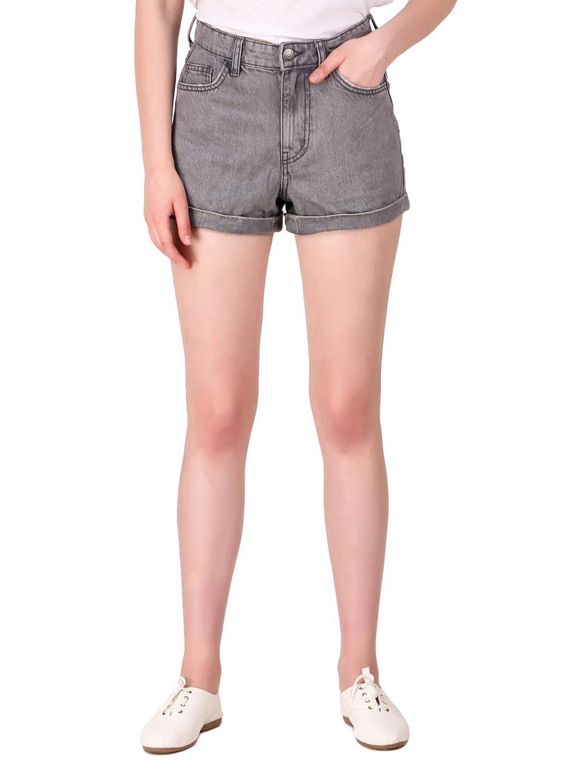 high rise denim shorts - 17228530 - Zoom Image - 1